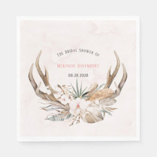 Boho Deer Antlers und Florals Brautparty Serviette