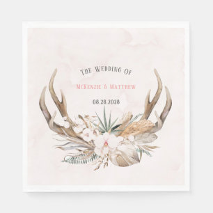 Boho Deer Antlers und Florals Wedding Serviette