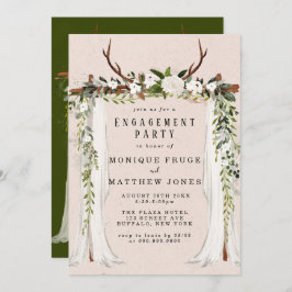 Boho Deer Antlers White Canopy Engagement Party Einladung