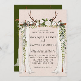 Boho Deer Antlers White Canopy Rustic Einladung