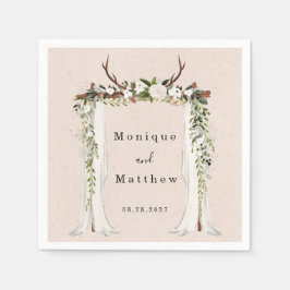 Boho Deer Antlers White Canopy Rustikale Hochzeit Serviette