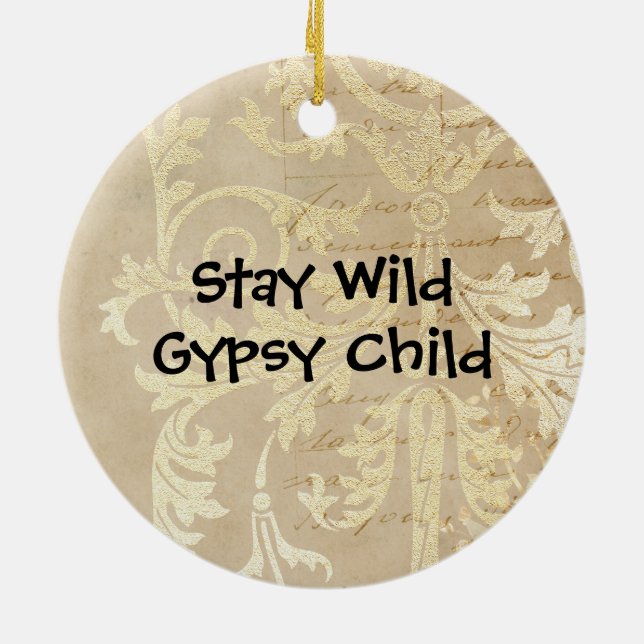 Boho Deer Bleibe Wild Sinti und Roma Child Keramik Ornament (Hinten)