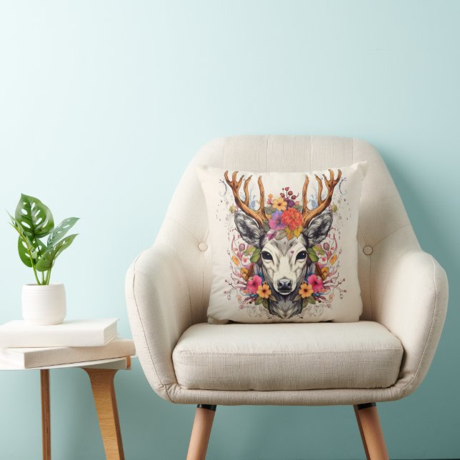 Boho Deer farbenfrohe Blume Kissen (Stuhl )