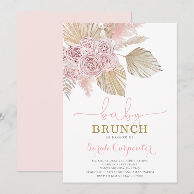 Boho Desert Baby Dusche Brunch Mädchen Einladung (Vorne/Hinten)
