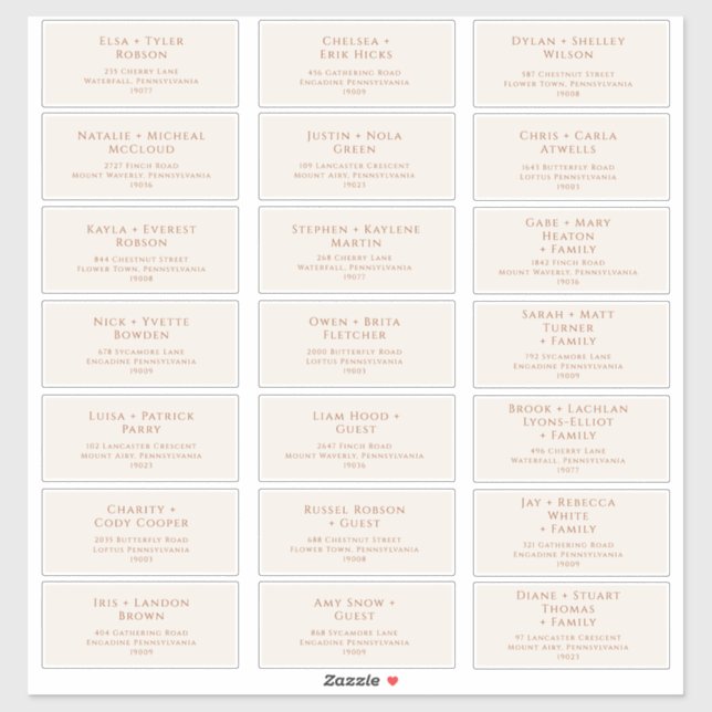 Boho Desert | Beige Wedding Guest Address Labels (Blatt)