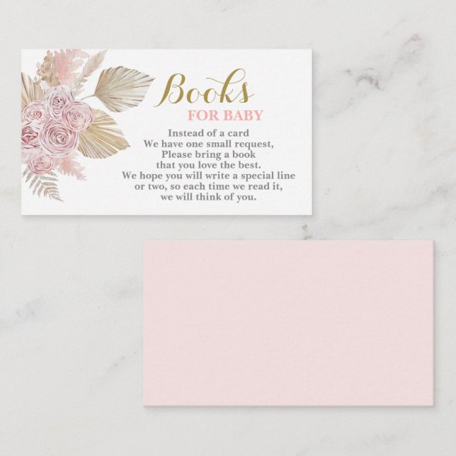 Boho Desert Books for Baby Girl Enclosure Card Begleitkarte (Vorne/Hinten)