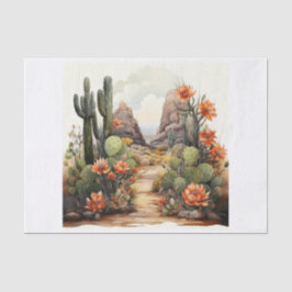 Boho Desert Cacti & Succulents Art Decoupage Seidenpapier