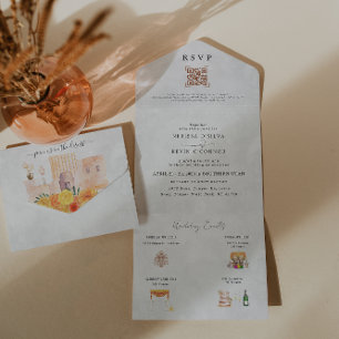 Boho Desert Cactus Alles in einer Hochzeitsfeier All In One Einladung