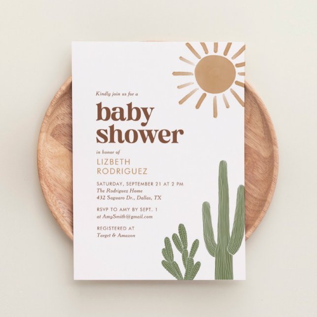 Boho Desert Cactus Baby Shower Einladung (Von Creator hochgeladen)