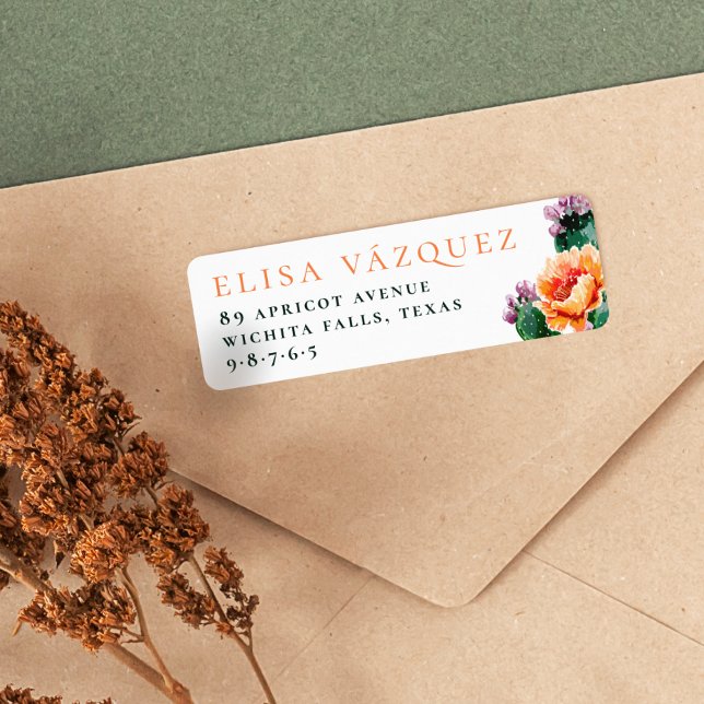Boho Desert Cactus & Blume Rücksendeadresse (Return Address Label Mock-up)