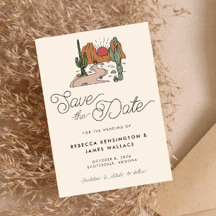 Boho Desert Cactus Modern Script Wedding Save The Date