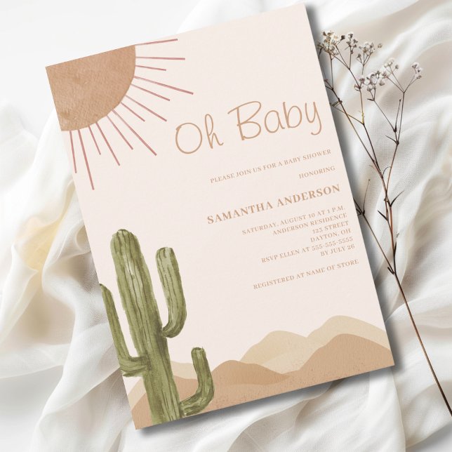 Boho Desert Cactus Oh Baby Shower Einladung (Von Creator hochgeladen)