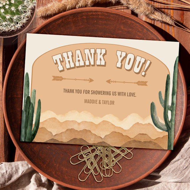 Boho Desert Cactus Rustic Southwestern Ranch Dankeskarte (Von Creator hochgeladen)