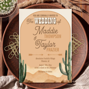 Boho Desert Cactus Rustic Southwestern Wedding Einladung