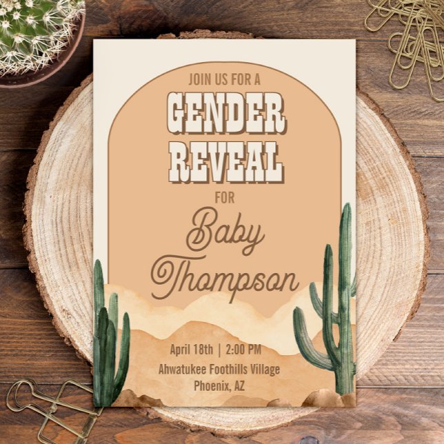 Boho Desert Cactus Southwestern Baby Gender Reveal Einladung (Von Creator hochgeladen)