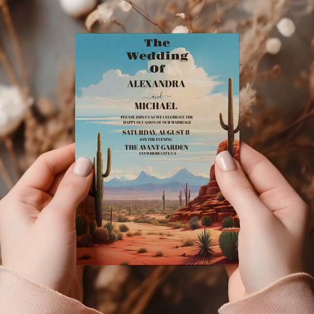 Boho Desert Cactus Wedding Einladung (Von Creator hochgeladen)
