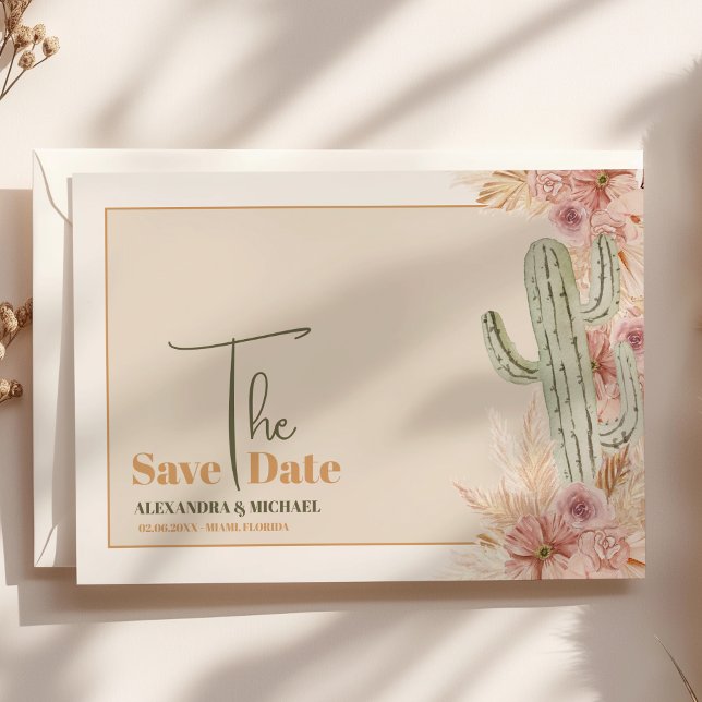 Boho Desert Cactus Wedding Save The Date (Von Creator hochgeladen)