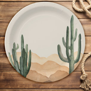 Boho Desert Cactus Western Ranch Cowboy oder Cowgi Pappteller