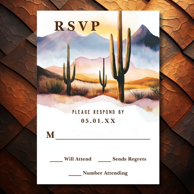 Boho Desert Cactus Western Wedding RSVP Karte (Front - Boho Desert Cactus Western Wedding RSVP Card)