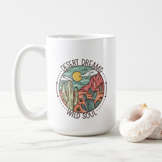 Boho "Desert Dreams" "Wildes Soul" 15oz Kaffee Tas Kaffeetasse (Mit Donut)