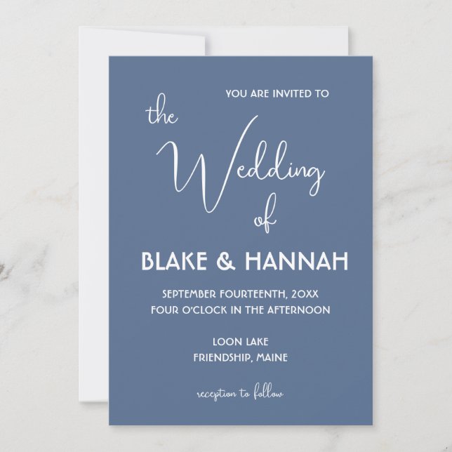 Boho Desert Dusty Blue Minimalistisch Wedding Einladung (Vorderseite)