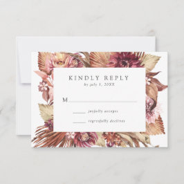 Boho Desert Floral Wedding RSVP Karte