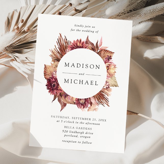 Boho Desert Floral Wreath Wedding Einladung (Von Creator hochgeladen)