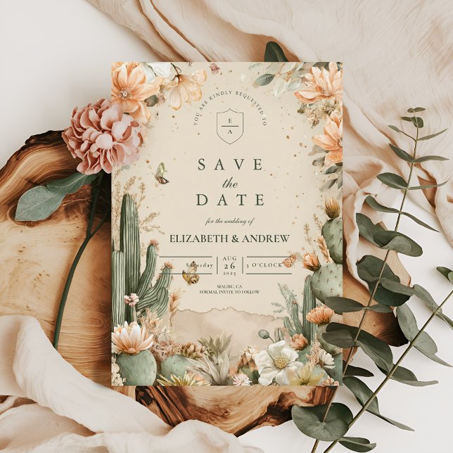 Boho Desert Mountain Cactus Wedding Save The Date (Von Creator hochgeladen)