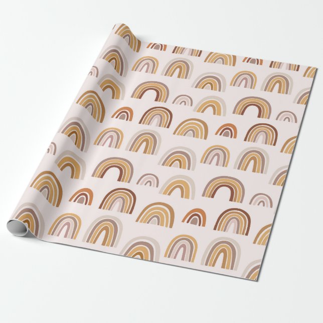Boho Desert Rainbow Abstrakt Arch Pattern Taupe Geschenkpapier (Ungerollt)