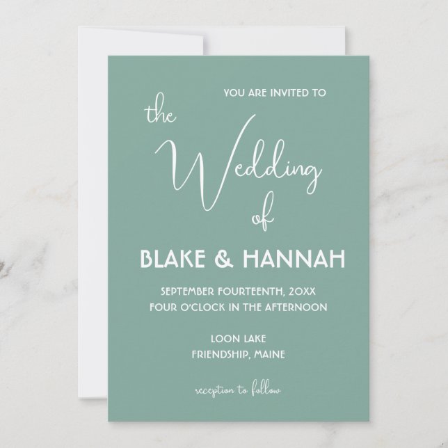 Boho Desert Sage Green Minimalistisch Wedding Einladung (Vorderseite)