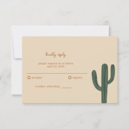 Boho Desert Simple Wedding RSVP Karte