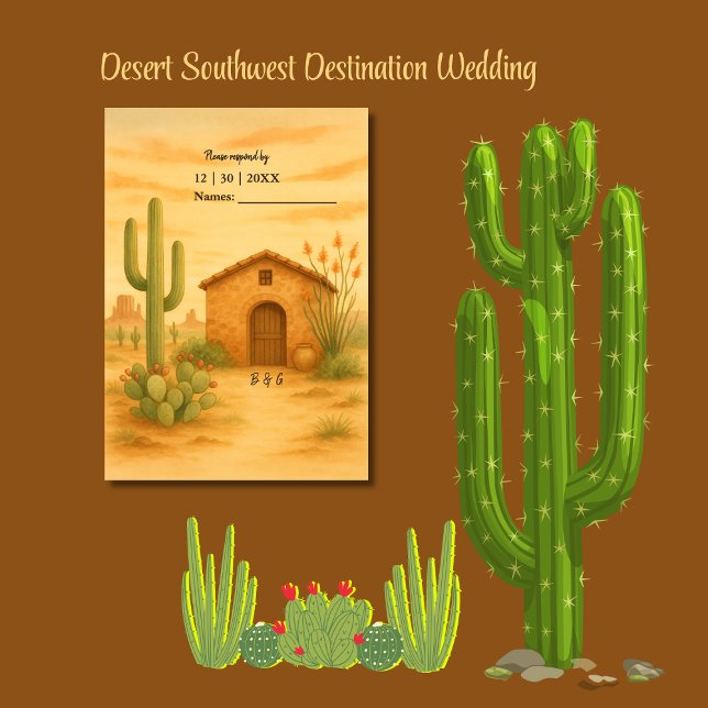 Boho Desert Southwest Terracotta Wedding RSVP Karte (Von Creator hochgeladen)