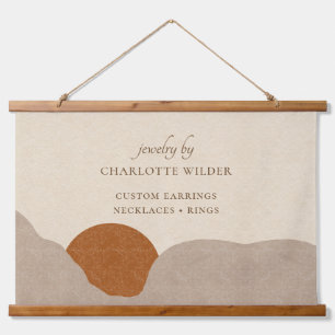 Boho Desert Sun Jewelry Designer Wood Topped Wandteppich Mit Holzrahmen