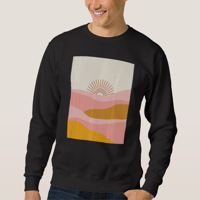 Boho Desert Sun Sunset Waves in Pink, Orange and C Sweatshirt (Vorderseite)