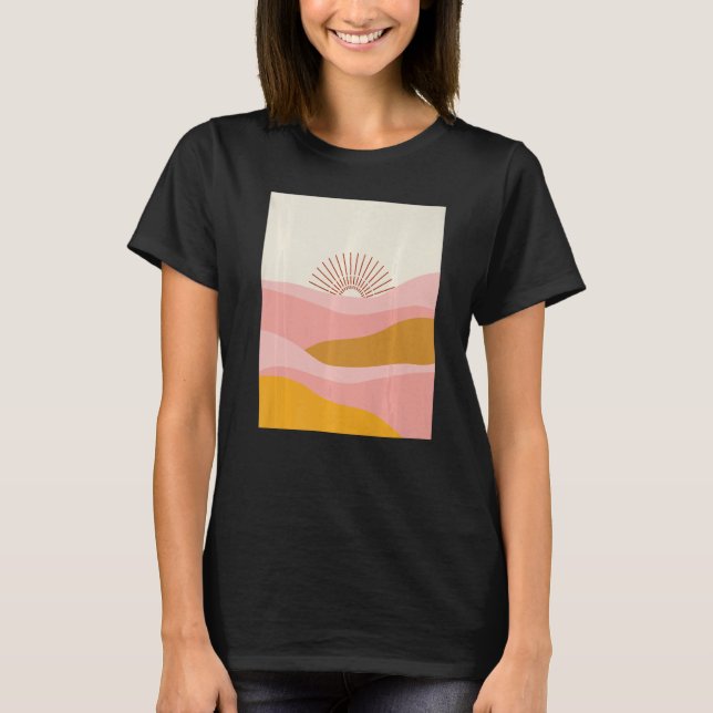 Boho Desert Sun Sunset Waves in Pink, Orange and C T-Shirt (Vorderseite)