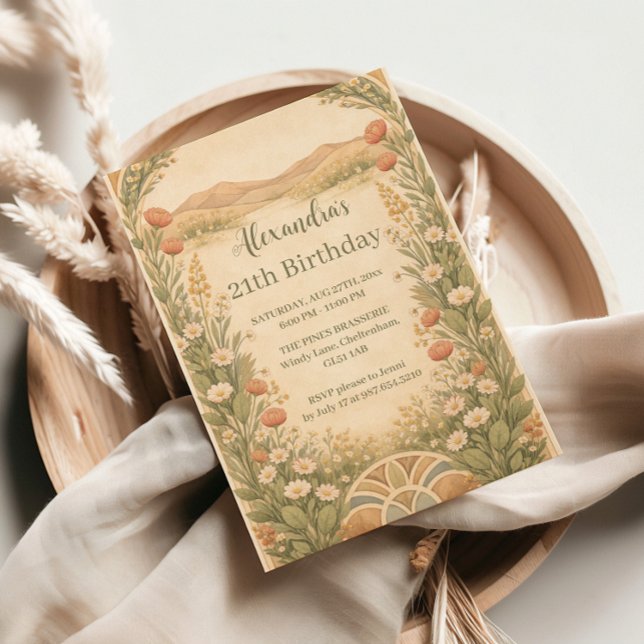 Boho Desert Wildflower Birthday Einladung (Von Creator hochgeladen)