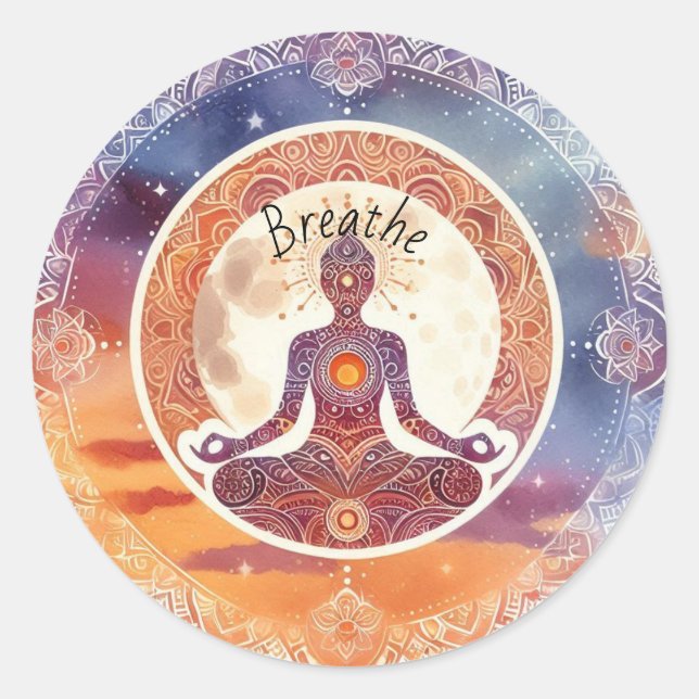 Boho Design, Atmung, Meditation, Selbstversorgung Runder Aufkleber (Vorderseite)