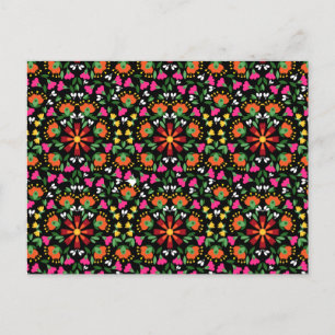 Boho Design Bold Color Floral Postkarte
