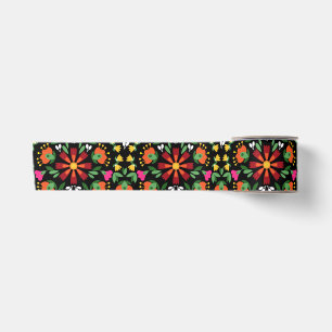 Boho Design Bold Color Floral Satinband