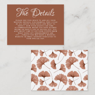 Boho Details Terracotta Ginkgo Botanische Hochzeit Begleitkarte