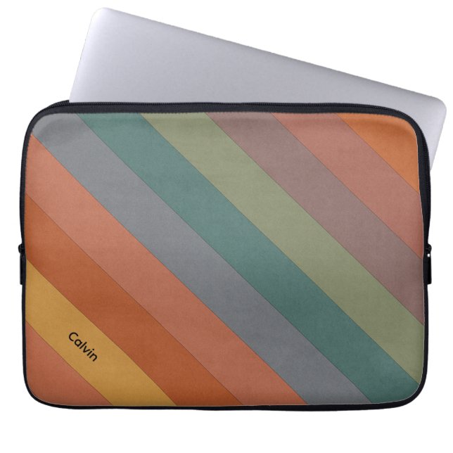 Boho Diagonal Stripes Laptopschutzhülle (Vorderseite)