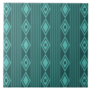 Boho Diamonds Stripes Aquamarin Fliese