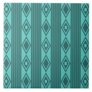 Boho Diamonds Stripes Türkis Fliese