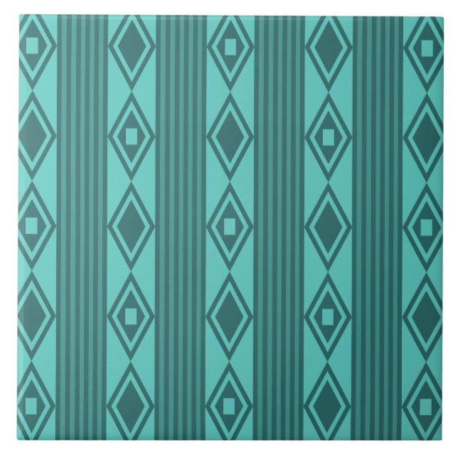 Boho Diamonds Stripes Türkis Fliese (Vorderseite)