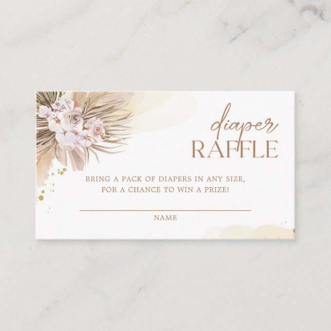 Boho Diaper Raffle Pampas Grass Baby Dusche Begleitkarte (Vorderseite)
