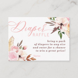Boho Diaper Raffle Ticket, Aquarellblume Visitenkarte