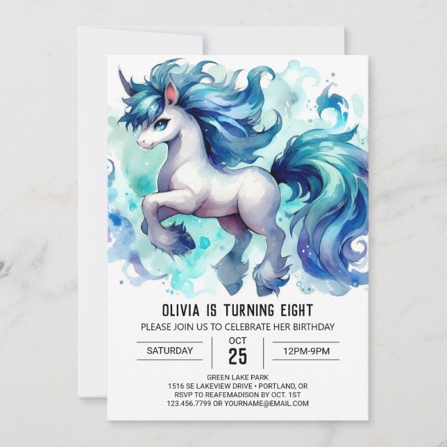 Boho Digital Horse Birthday Einladung (Vorderseite)
