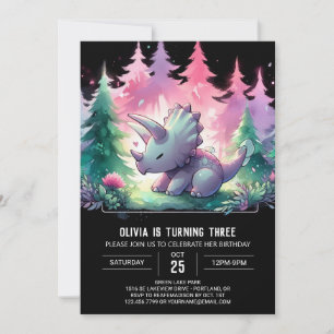 Boho Digital Triceratops Geburtstag Einladung