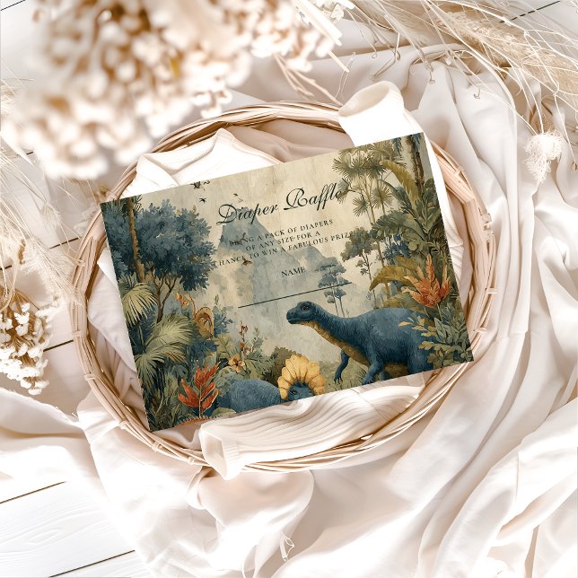 Boho Dino Baby Shower Diapper Raffle Begleitkarte (Von Creator hochgeladen)
