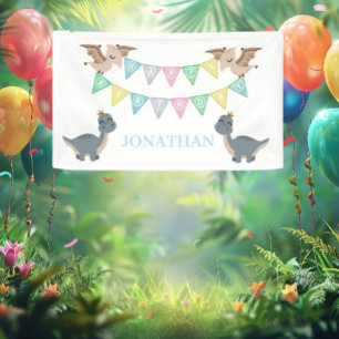 Boho Dino Geburtstag Blau Banner